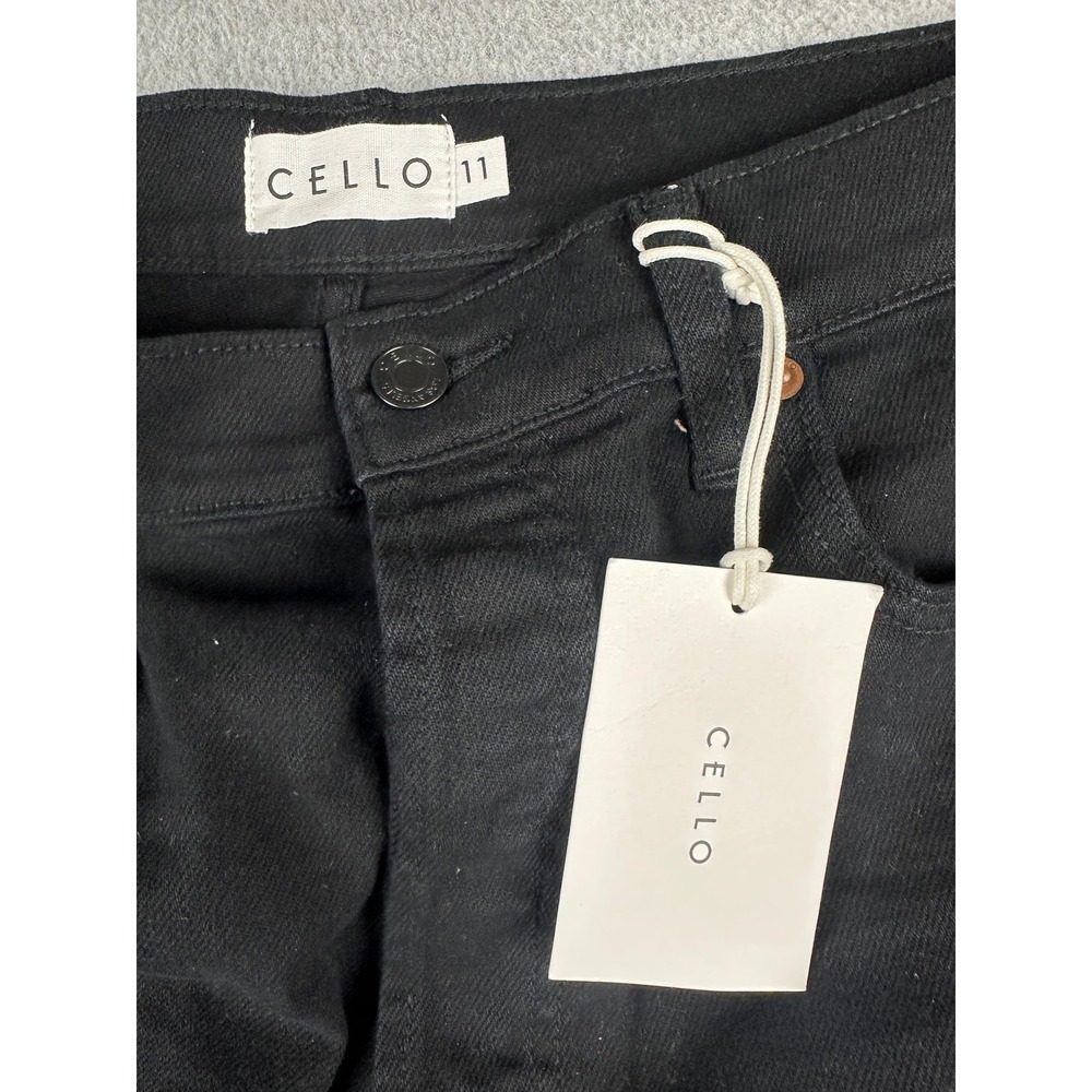 Cello Super High Rise Dad Jeans Juniors 11 Black Straight Leg Stretch Denim NWT - Picture 2 of 11